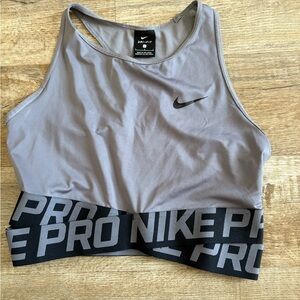 Nike Pro Gray crop top with Black Accents